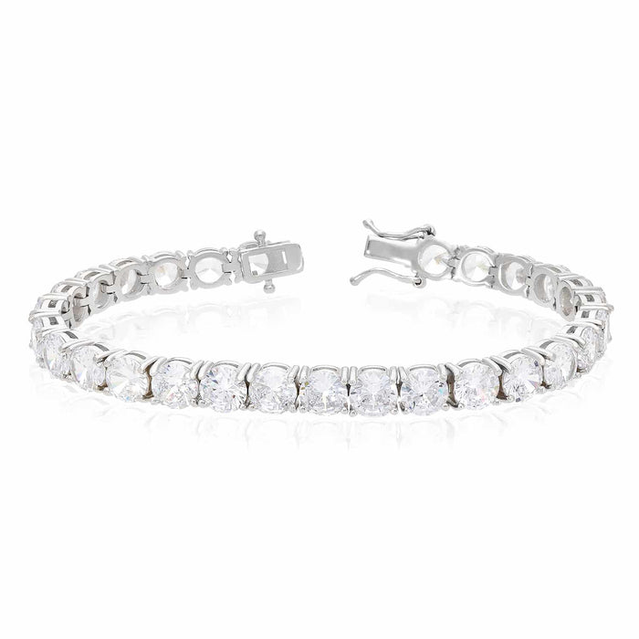 30CT CZ 14K White Gold Over Sterling Silver Tennis Bracelet 6.5"-8"