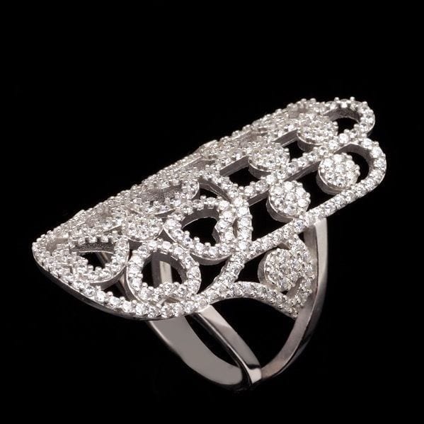 3Ct CZ Hamsa Motif Ladies Ring Sterling Silver Size 6, 7, 8