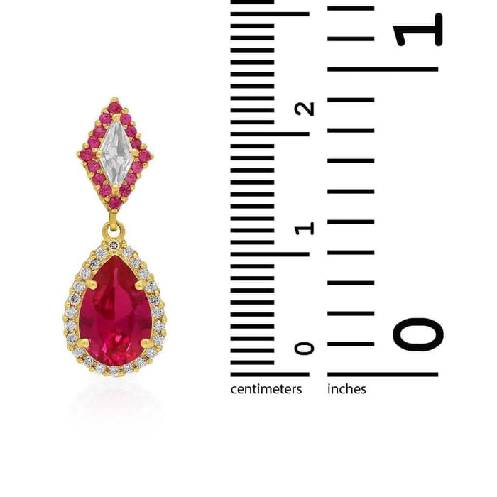 14k Yellow Gold CZ Halo Pear Birthstone Pendant 0.9"