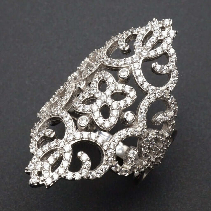 3Ct CZ Royal Floral Ornate Ring 925 Sterling Silver Size 6, 7, 8