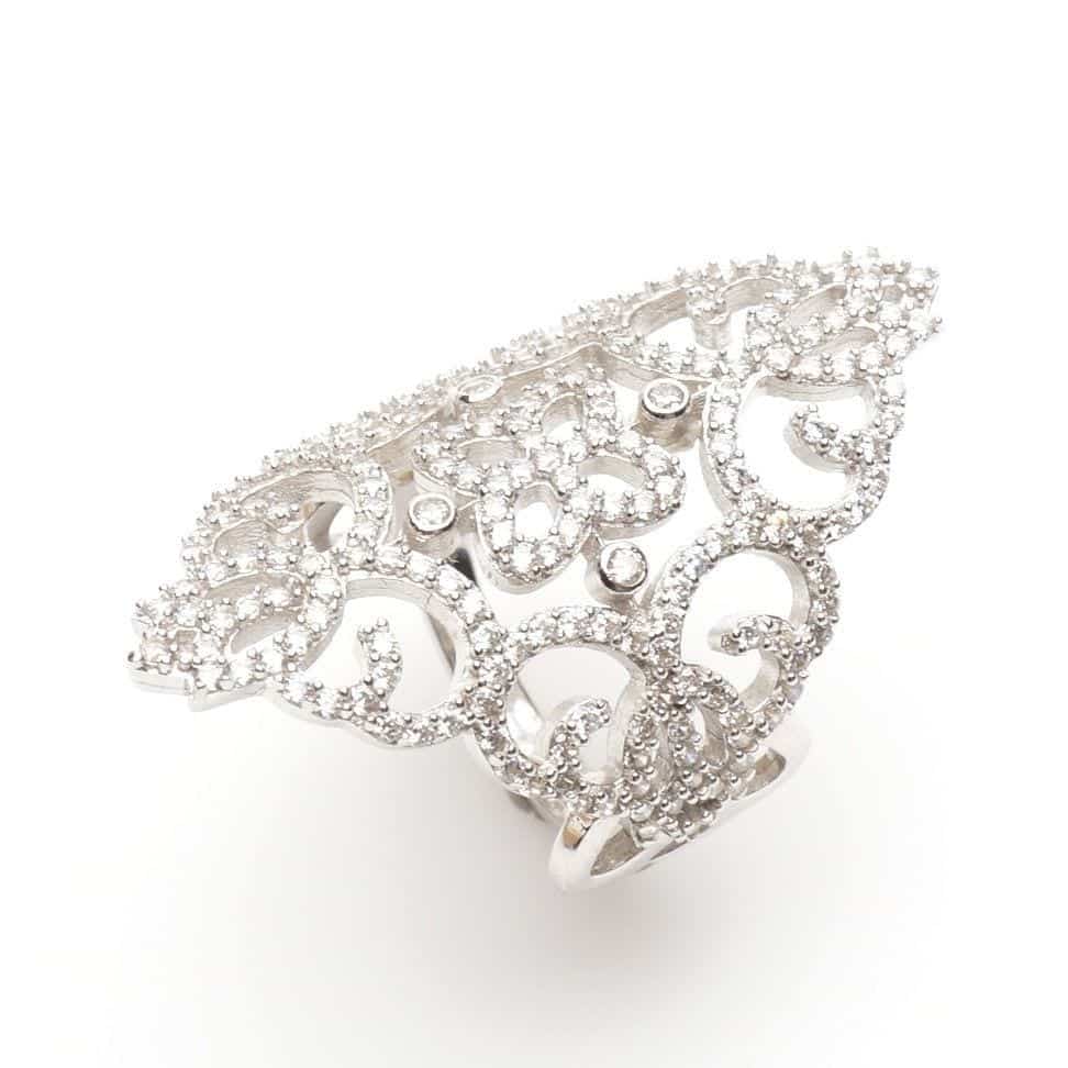 3Ct CZ Royal Floral Ornate Ring 925 Sterling Silver Size 6, 7, 8