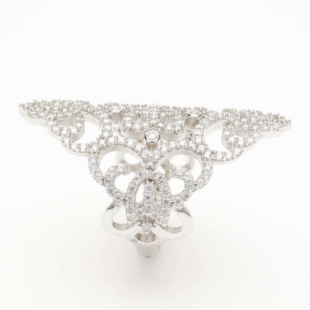 3Ct CZ Royal Floral Ornate Ring 925 Sterling Silver Size 6, 7, 8