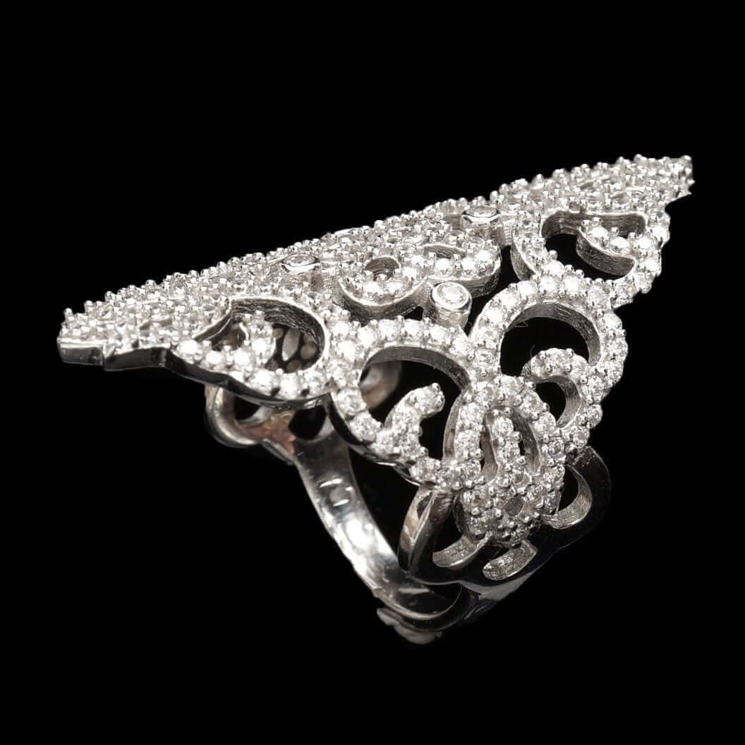 3Ct CZ Royal Floral Ornate Ring 925 Sterling Silver Size 6, 7, 8