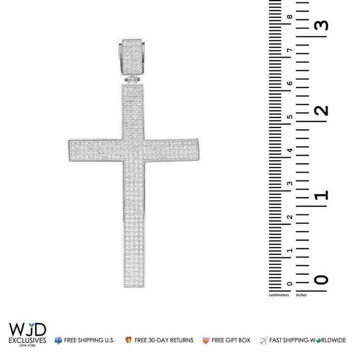 3 carat CZ cross charm in 14k white gold Sizes
