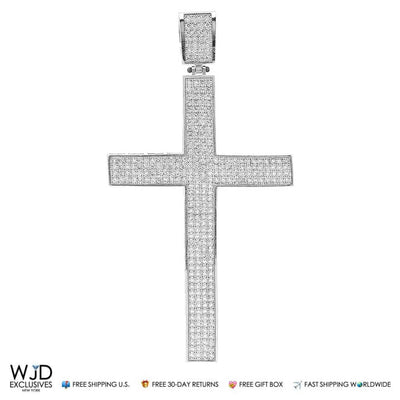 3 carat CZ cross charm in 14k white gold