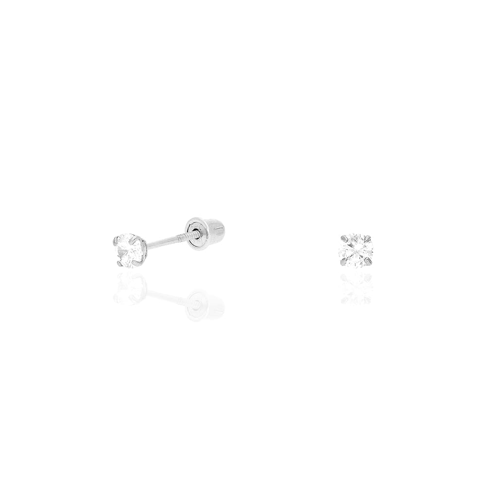 14k White Gold CZ Stud Screw Back Earrings 0.10Ct-4Ct