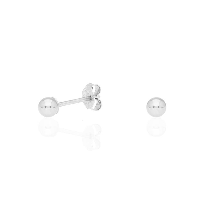 14k White Gold Ball Push Back Stud Earrings 3mm-10mm