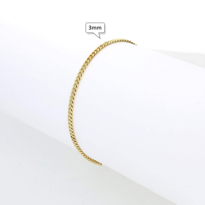 14K Yellow Gold 3mm-4.5mm Miami Cuban Bracelet (Hollow) 8"