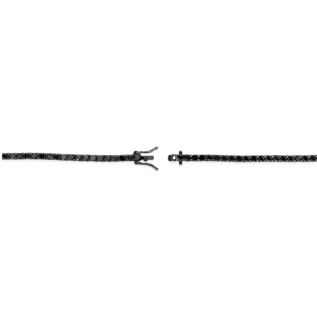 Black Plated Sterling Silver 3mm Black CZ Tennis Bracelet 8"