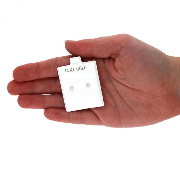 14k White Gold CZ Stud Screw Back Earrings 0.10Ct-4Ct