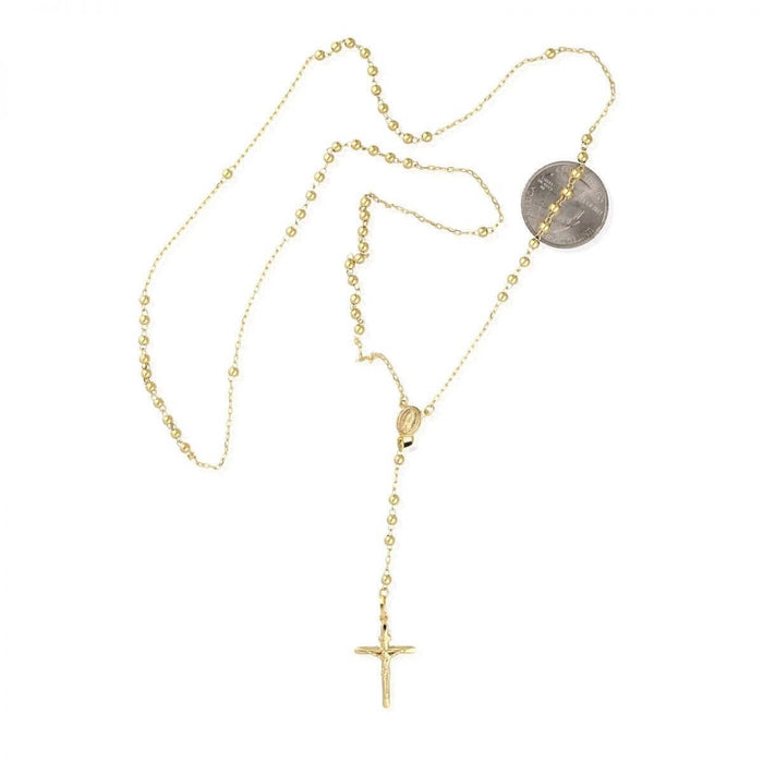 10K Yellow Gold 3mm-7mm Beads Rosary Necklace (Hollow) 26" 30"