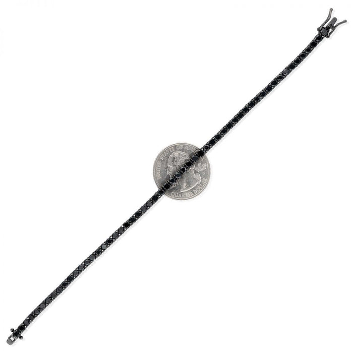 Sterling Silver 3mm 4mm 5mm 6mm Black CZ Tennis Bracelet 7.25"