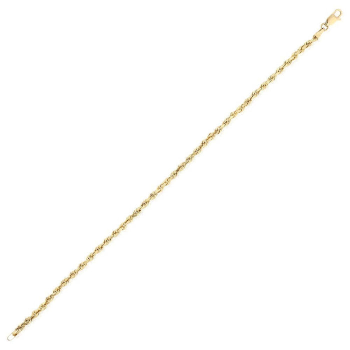 14K Yellow Gold Diamond-Cut 3mm-8mm Rope Bracelet (Solid Links) 8.5"