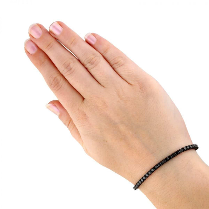 Sterling Silver 3mm 4mm 5mm 6mm Black CZ Tennis Bracelet 7.25"