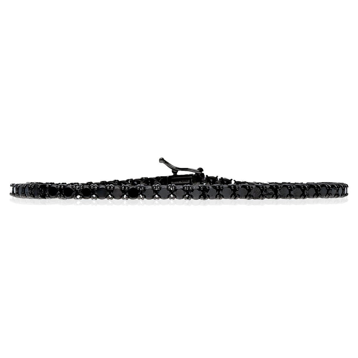 Black Plated Sterling Silver 3mm Black CZ Tennis Bracelet 8"