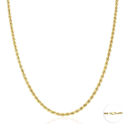Kids 10K Yellow Gold 1.8mm-3mm Rope Chain (Hollow) 16"-20"