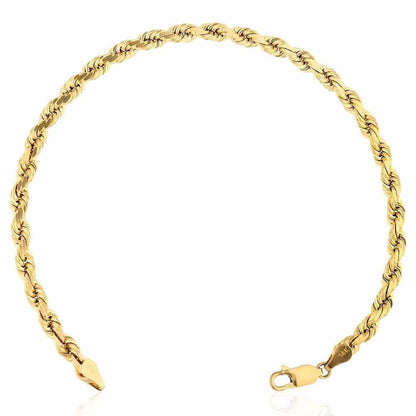 Solid 14k Gold Yellow Diamond Cut 3mm-8mm Rope Bracelet 8.5" HEAVY