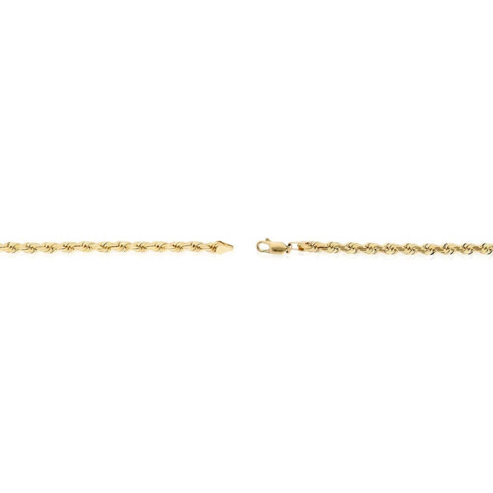 14K Yellow Gold Diamond-Cut 3mm-8mm Rope Bracelet (Solid Links) 8.5"
