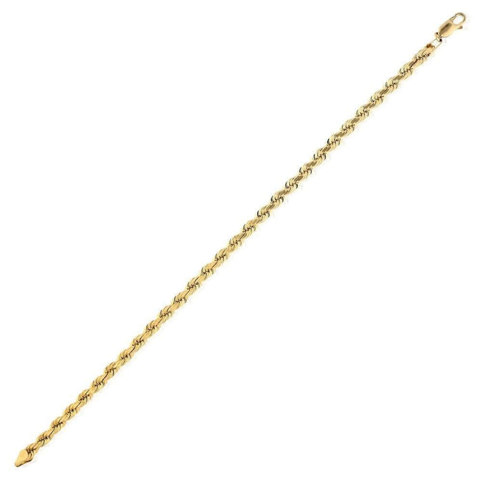 14K Yellow Gold Diamond-Cut 3mm-8mm Rope Bracelet (Solid Links) 8.5"