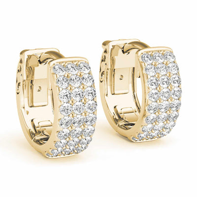 0.50CTW Natural Diamond 14K Yellow White Gold Huggie Hoop Earrings 13mm