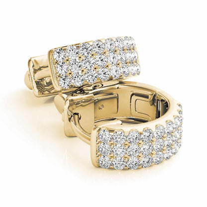0.50CTW Natural Diamond 14K Yellow White Gold Huggie Hoop Earrings 13mm