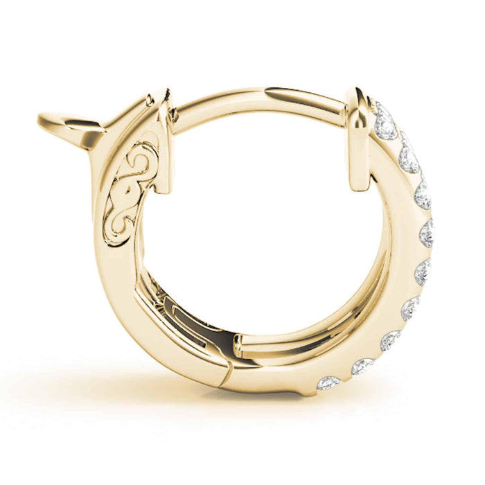 0.50CTW Natural Diamond 14K Yellow White Gold Huggie Hoop Earrings 13mm
