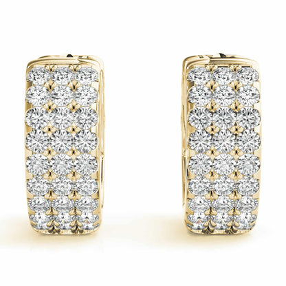 0.50CTW Natural Diamond 14K Yellow White Gold Huggie Hoop Earrings 13mm