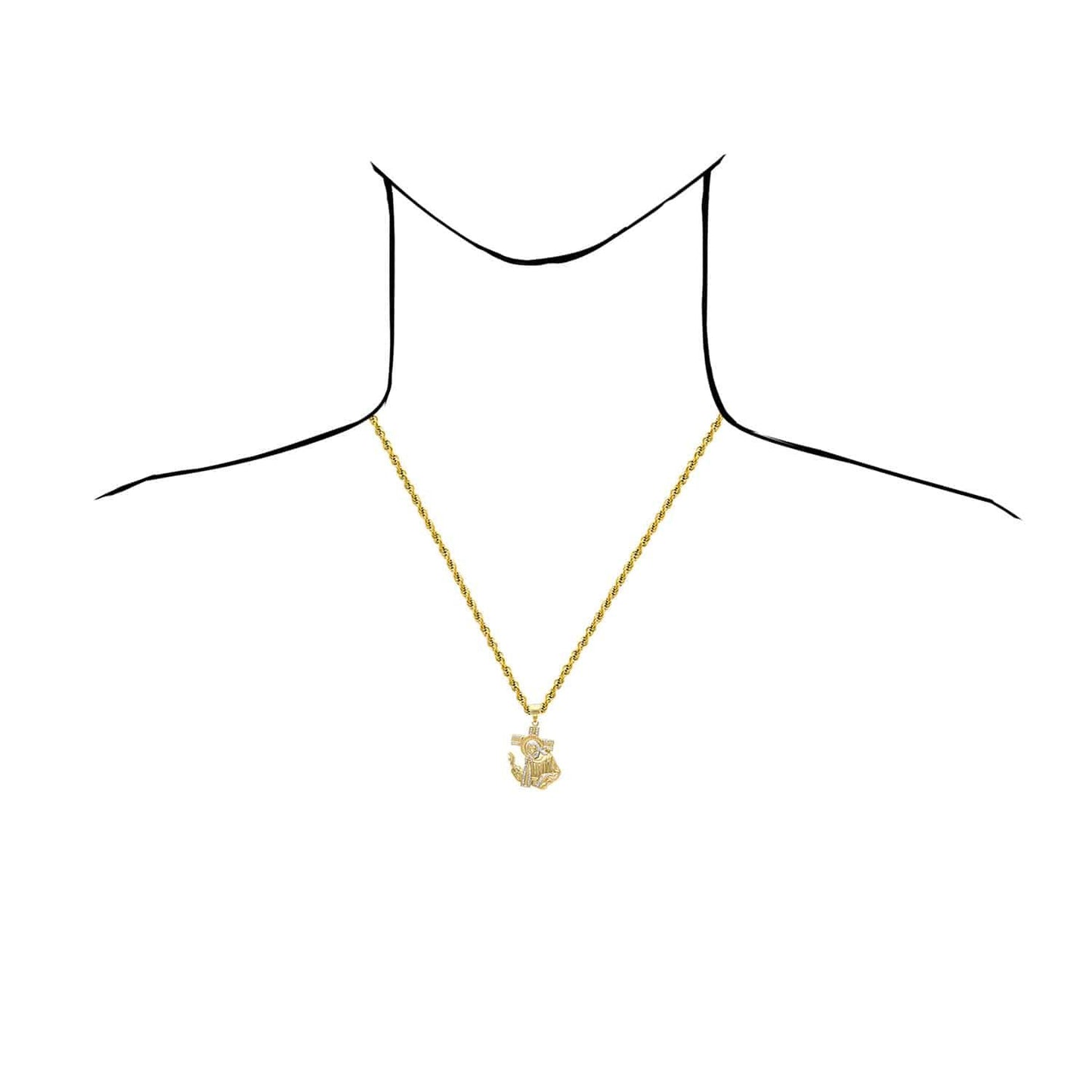 10K Gold Jesus Carrying Cross Pendant 1.6"-2.8"