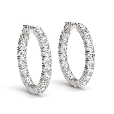 3.6CTW Natural Diamond 14K Gold Inside-Out Hinged Hoop Earrings 22mm
