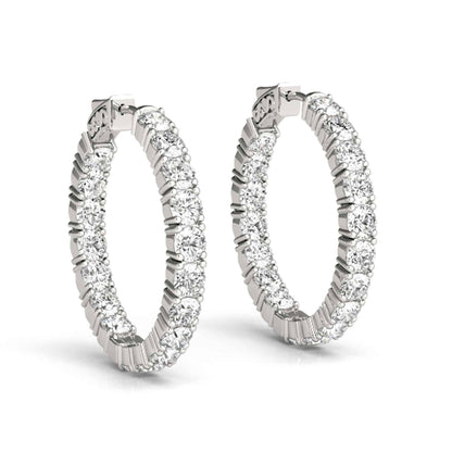 3.6CTW Natural Diamond 14K Gold Inside-Out Hinged Hoop Earrings 22mm