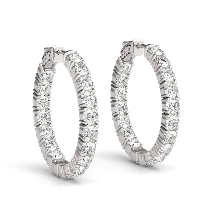 3.6CTW Natural Diamond 14K Gold Inside-Out Hinged Hoop Earrings 22mm