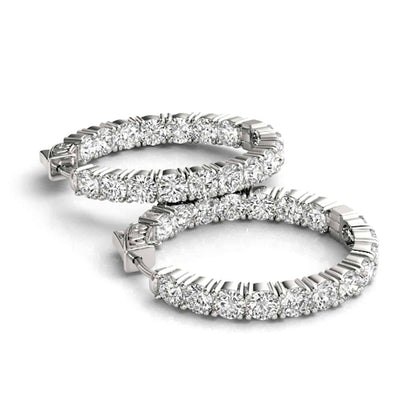 3.6CTW Natural Diamond 14K Gold Inside-Out Hinged Hoop Earrings 22mm