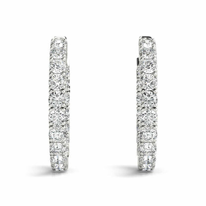 3.6CTW Natural Diamond 14K Gold Inside-Out Hinged Hoop Earrings 22mm