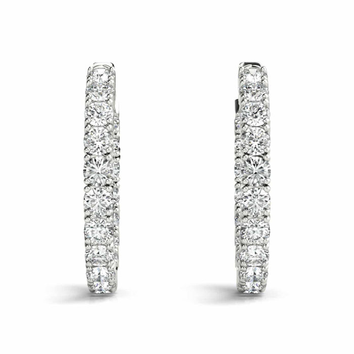 3.6CTW Natural Diamond 14K Gold Inside-Out Hinged Hoop Earrings 22mm