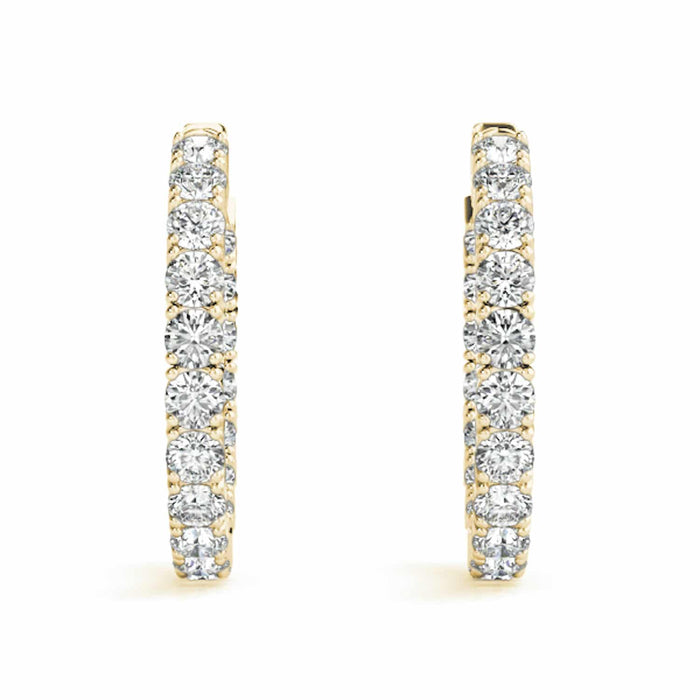 3.6CTW Natural Diamond 14K Gold Inside-Out Hinged Hoop Earrings 22mm