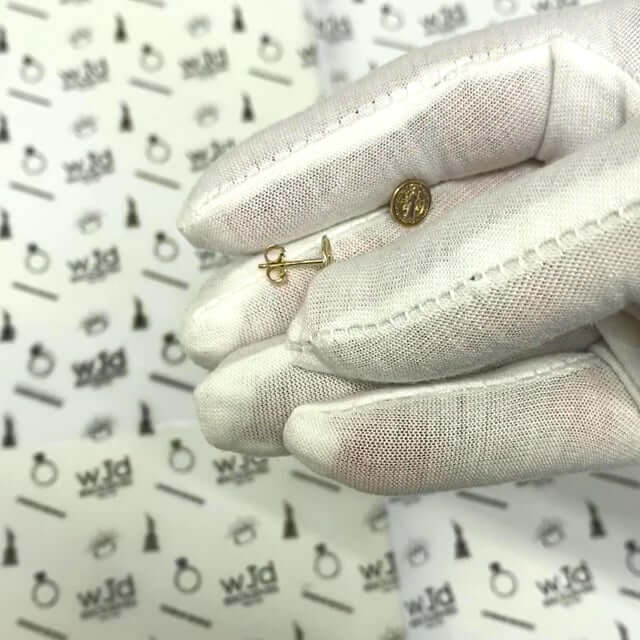 14K Yellow Gold 8mm Round Religious St.Benedict Sentia Mvniamvr Stud Earrings