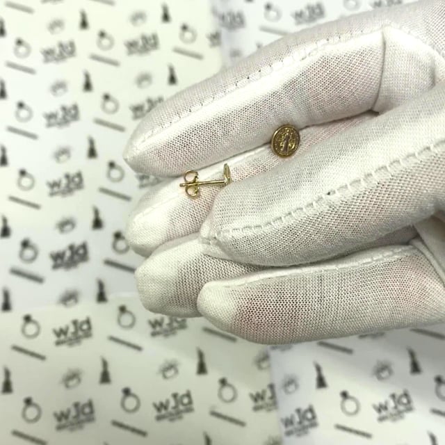 14K Yellow Gold 8mm Round Religious St.Benedict Sentia Mvniamvr Stud Earrings