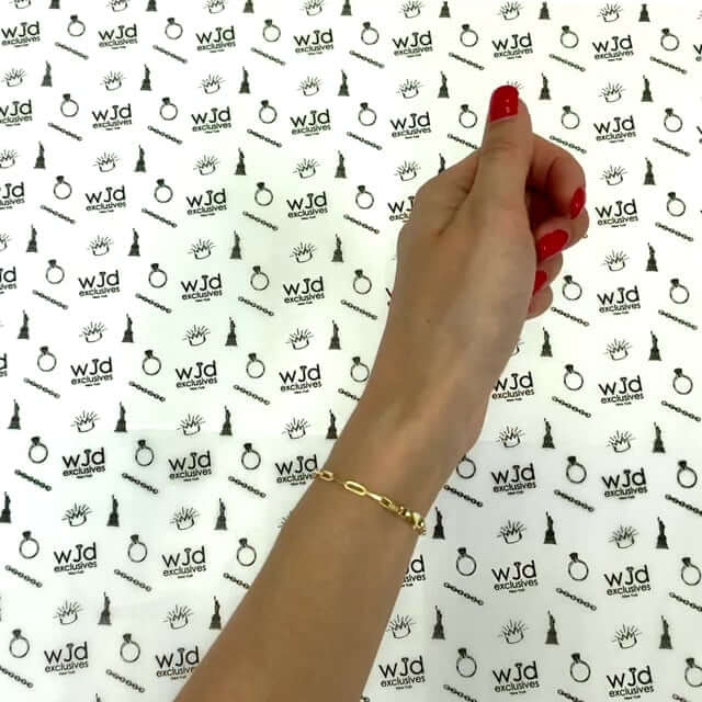 Yellow Gold Over Sterling Silver 2.5mm Elongated Paperclip Bracelet (Solid Links) 7"-8"