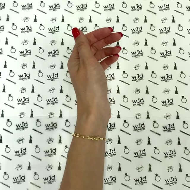 Yellow Gold Over Sterling Silver 3mm Paperclip Elongated Bracelet (Solid Links) 7"-8"