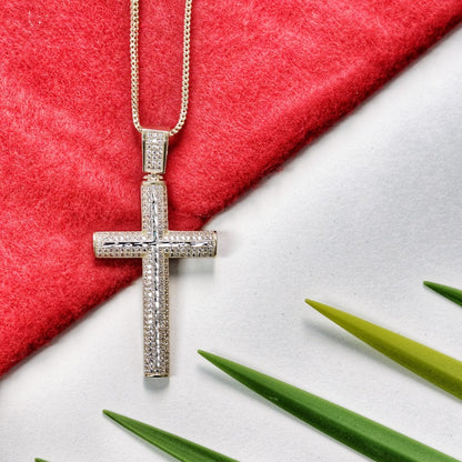 14k Yellow Gold Created Diamond Micro Pave Religious Cross Pendant 4Ct, 6Ct