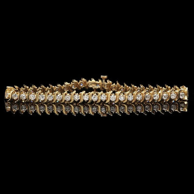 4.4Ct CZ 14K Yellow Gold Tennis Bracelet 7"