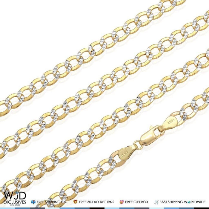 10K Gold 4.4mm Diamond-Cut Cuban Curb Chain (Hollow) 16"-24"