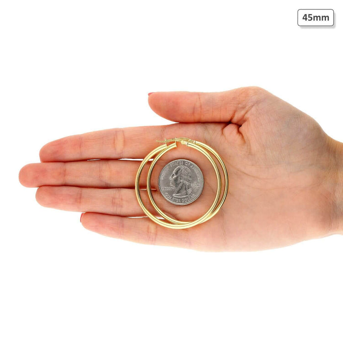 Yellow Gold Over 925 Sterling Silver Hoop Earrings 35mm-73mm