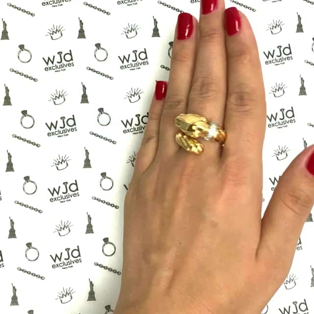 0.10CTW Real Diamond 14K Real Gold Bypass Panther Ring