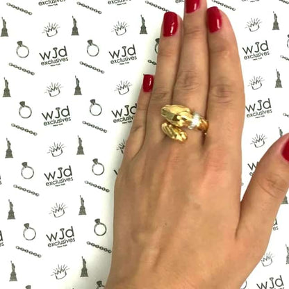 0.10CTW Real Diamond 14K Real Gold Bypass Panther Ring