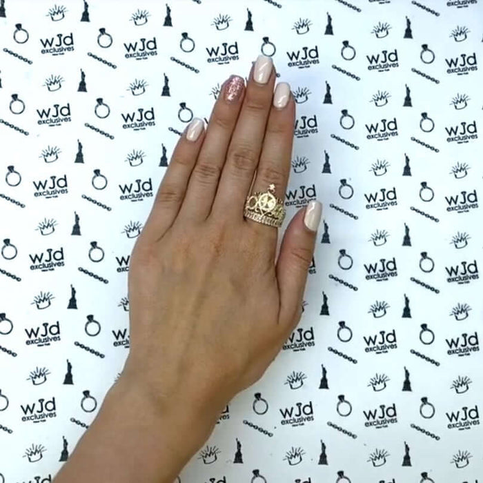 14K Yellow Gold 1.5Ct CZ Heart Royal Crown Ring