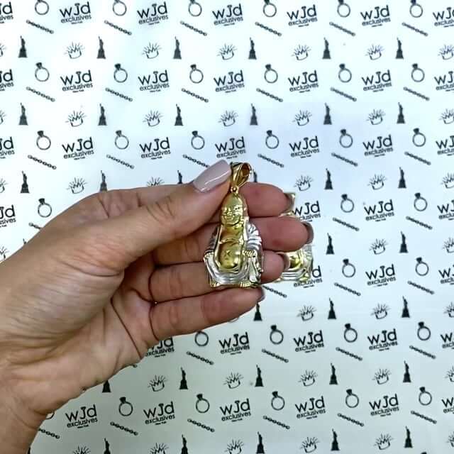 10K Yellow Gold Buddha Pendant 1.34"-2.2"