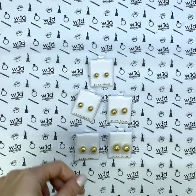 14K Yellow Gold Yellow Crystal Pearl Ball Stud Earrings 4mm-12mm