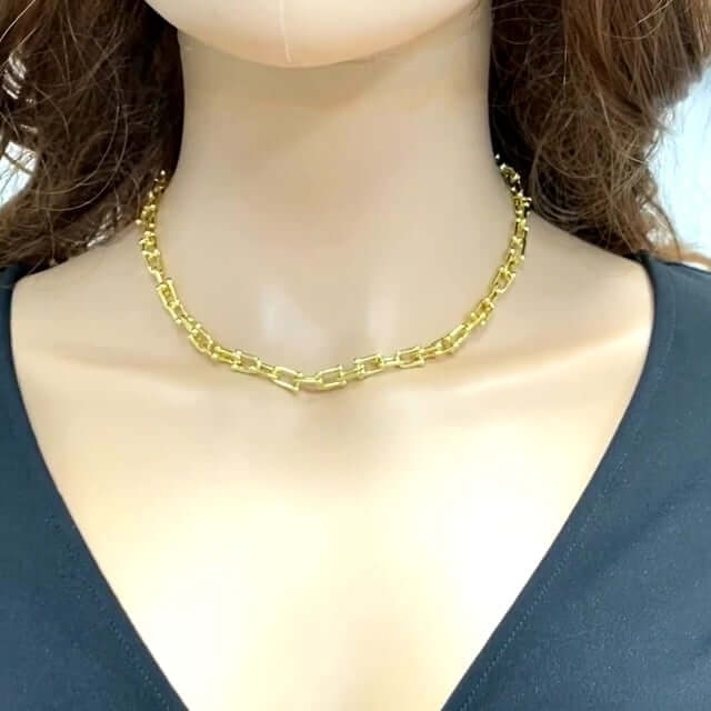 18K Yellow Gold Over Sterling Silver 6.5mm HardWear Chain (Solid Links) 16"-24"