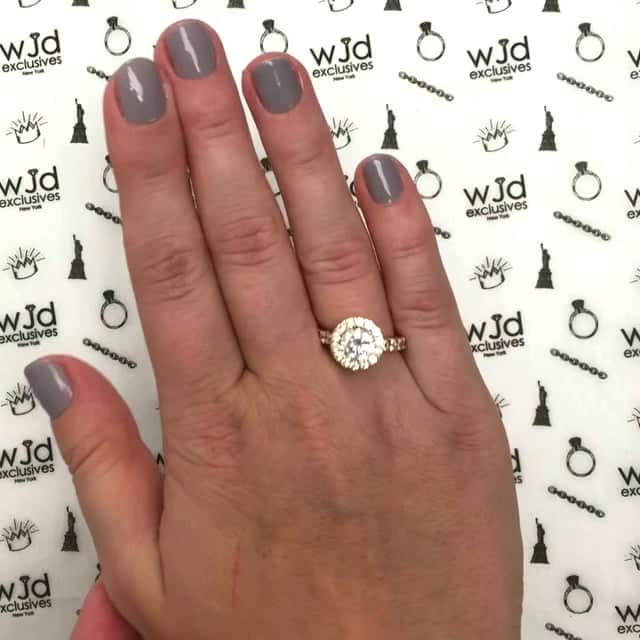 2.20CTW Round CZ Halo 14K Yellow Gold Engagement Ring